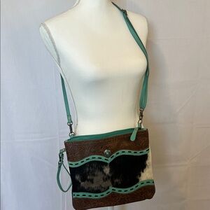 Myra Bag Brown and Teal Crossbody